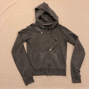 PINK Victoria's Secret Charcoal Hoodie with Rhinestones